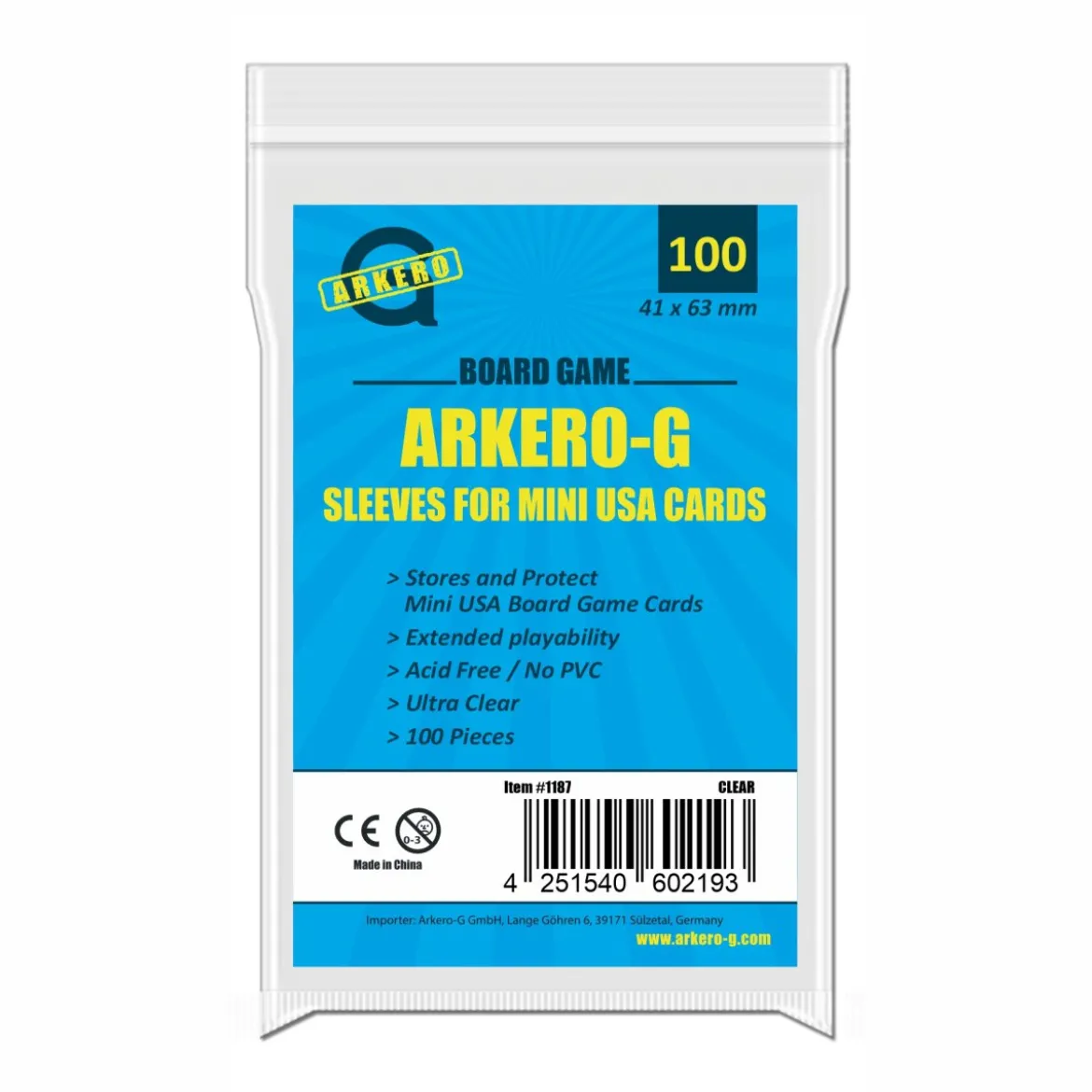 Arkero-G Mini American-Sized Boardgame Sleeves (100 Kartenhüllen)