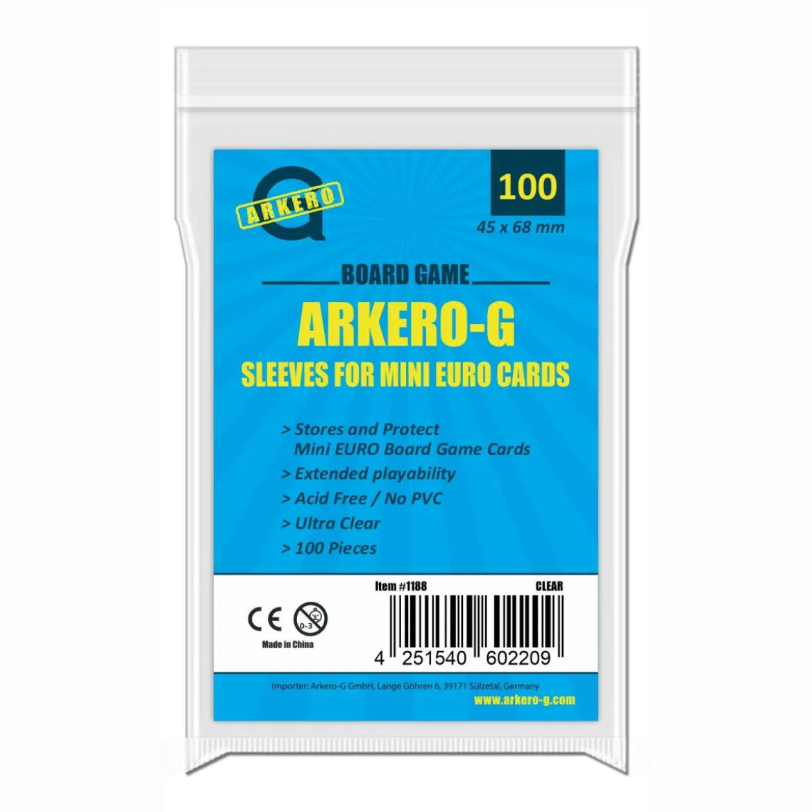 Arkero-G Mini Euro-Sized Boardgame Sleeves (100 Kartenhüllen)