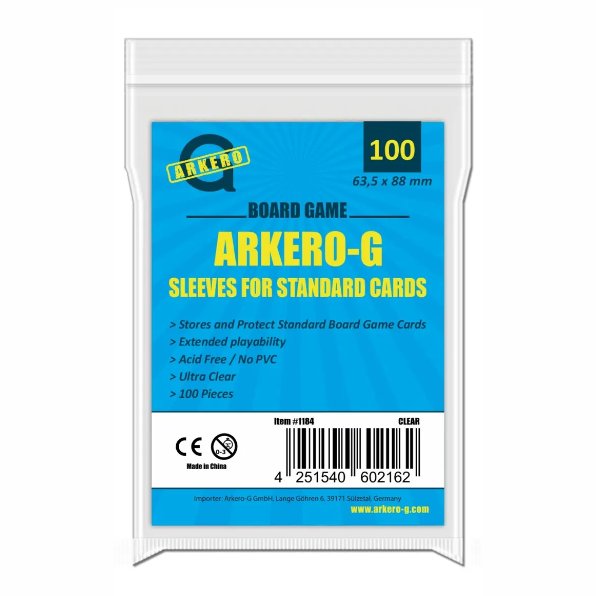 Arkero-G Standard-Sized Boardgame Sleeves (100 Kartenhüllen)