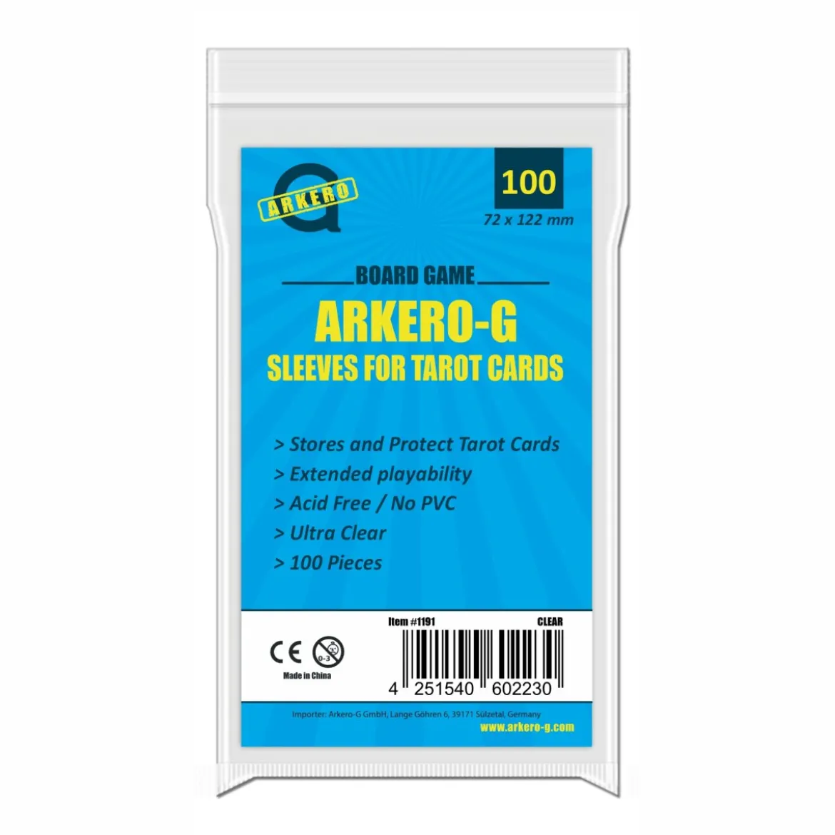 Arkero-G Tarot-Sized Boardgame Sleeves (100 Kartenhüllen)