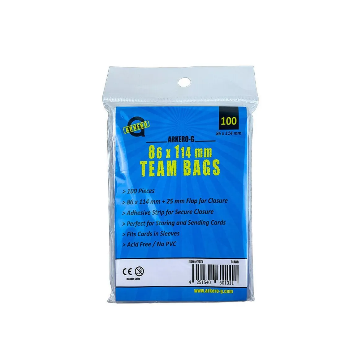 Arkero-G Team Bags: Durchsichtig (100 wiederverschließbare Hüllen) 86x114mm