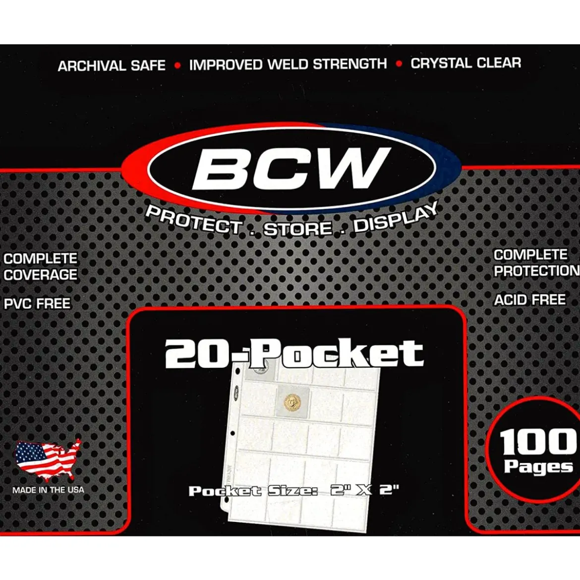 BCW 20-Pocket Coin Pages - 100x Münz-Seiten für Sammelordner