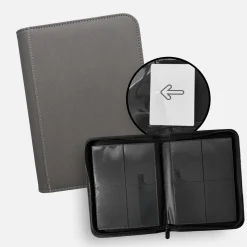 TCG Guru Toploader Zip Binder Xenon Grau - 4-Pocket Sideloading
