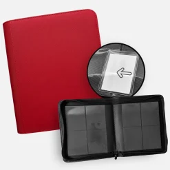 TCG Guru Toploader Zip Binder Xenon Rot - 4-Pocket Sideloading