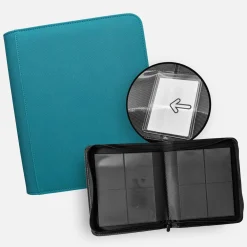 TCG Guru Toploader Zip Binder Xenon Turquoise - 4-Pocket Sideloading