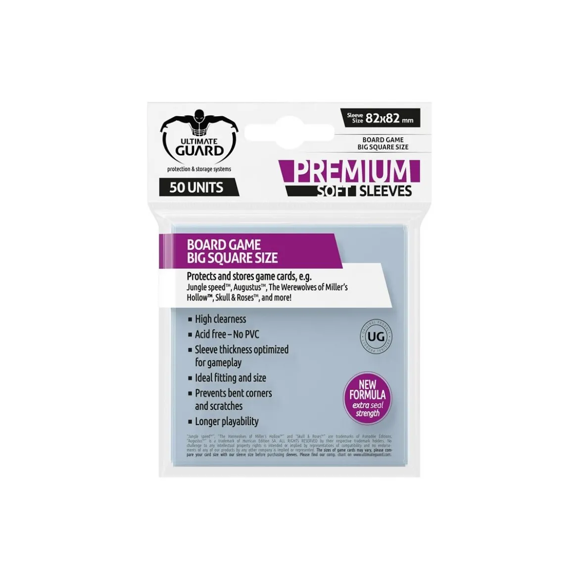 Ultimate Guard Premium Soft Sleeves für Brettspielkarten Quadratisch Groß (50)