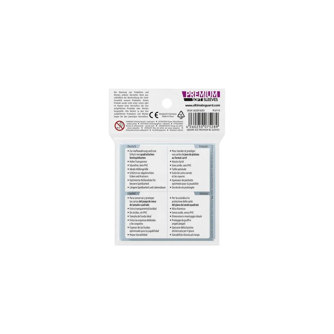 Ultimate Guard Premium Soft Sleeves für Brettspielkarten Quadratisch (50)
