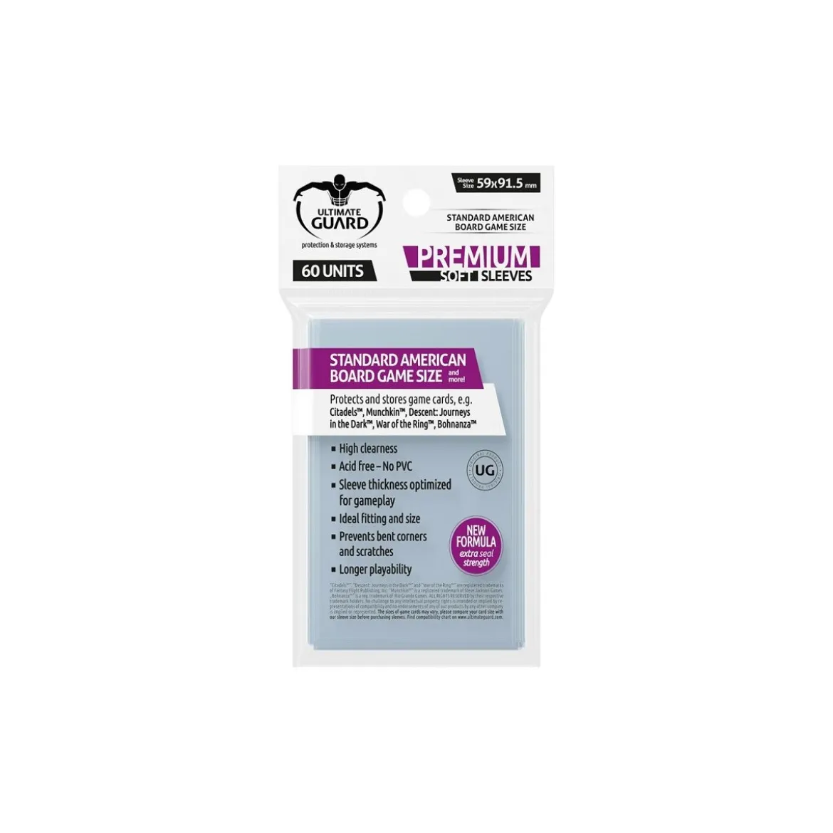 Ultimate Guard Premium Soft Sleeves für Brettspielkarten Standard American (60)