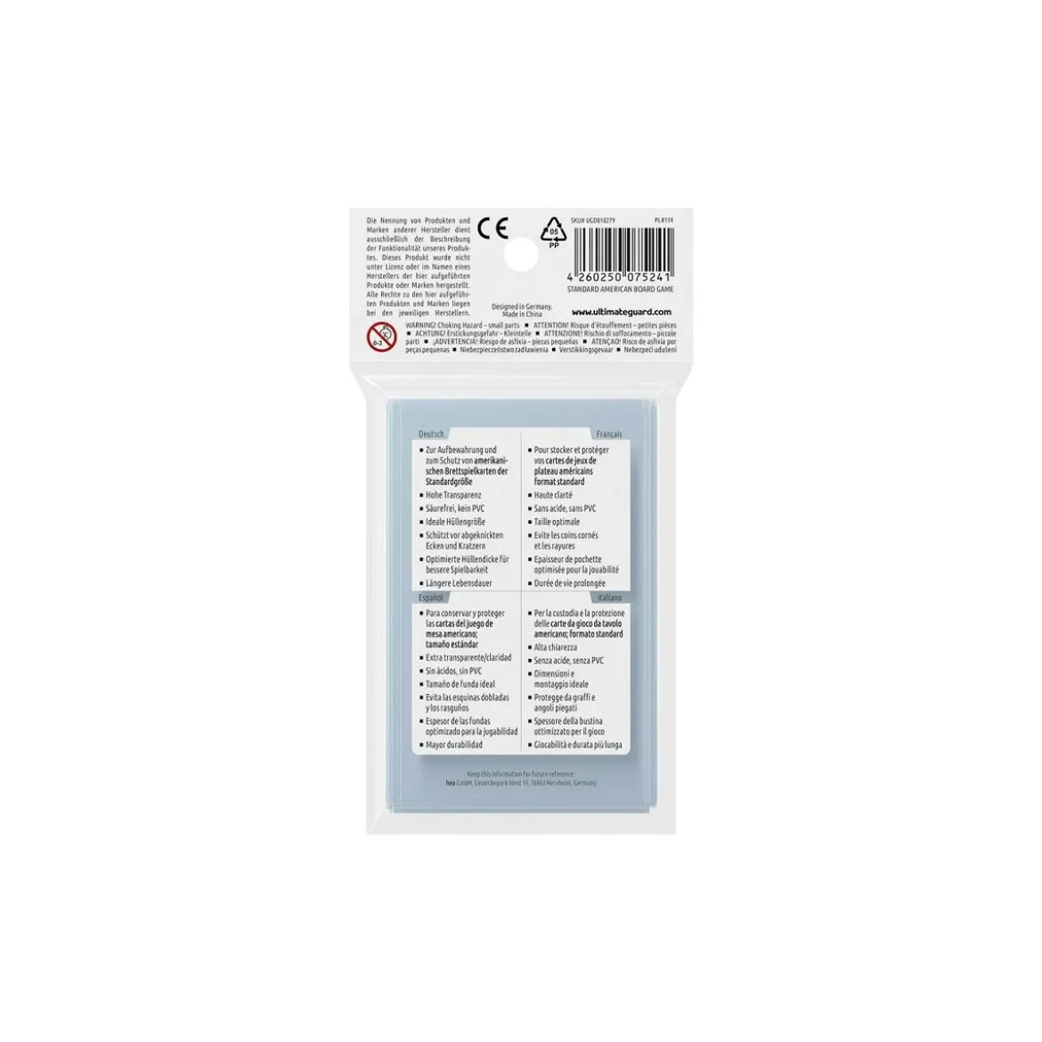 Ultimate Guard Premium Soft Sleeves für Brettspielkarten Standard American (60)