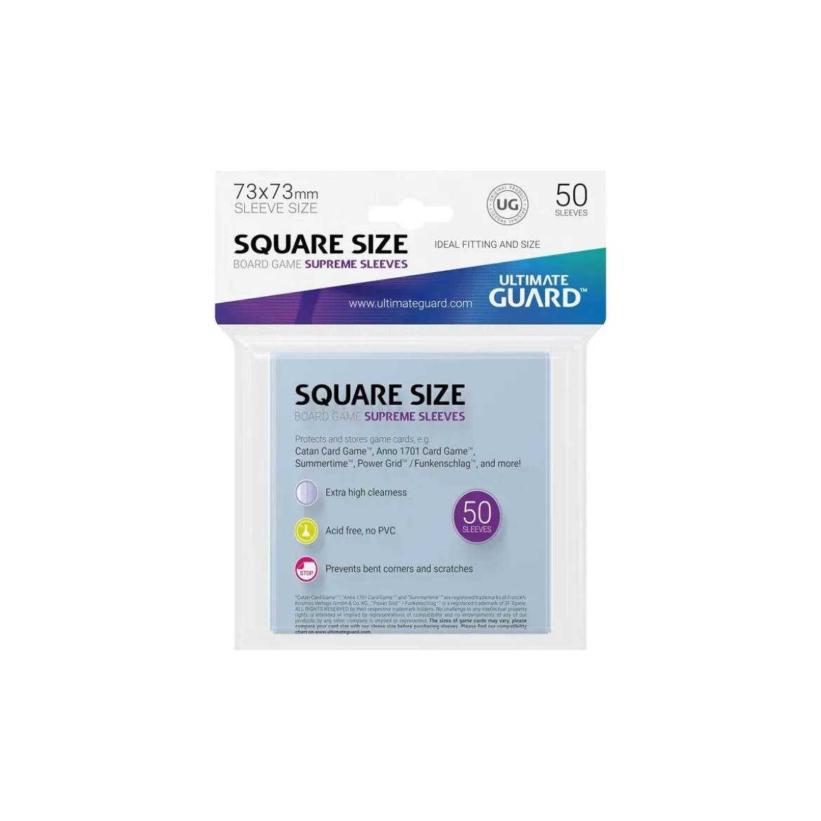 Ultimate Guard Supreme Sleeves für Brettspielkarten Quadratisch (50)