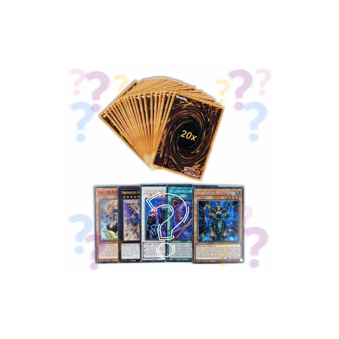 Yu-Gi-Oh 20 gemischte Karten + 5 seltene Holos - Deutsch